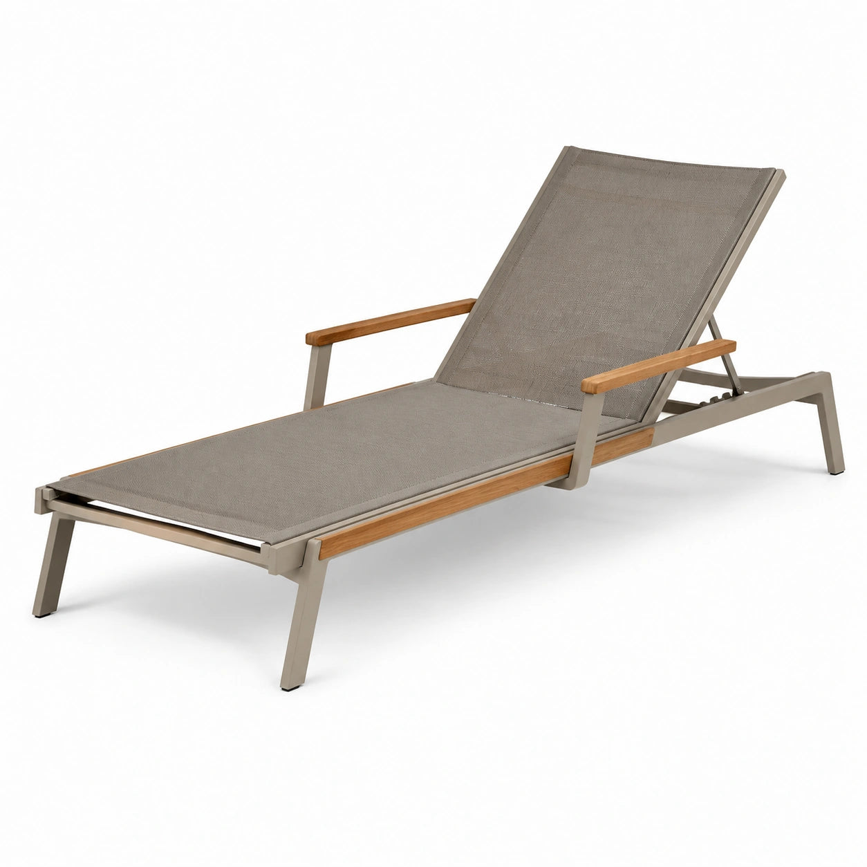 Tumbona ajustable de aluminio y teca 200x65x35 cm gris