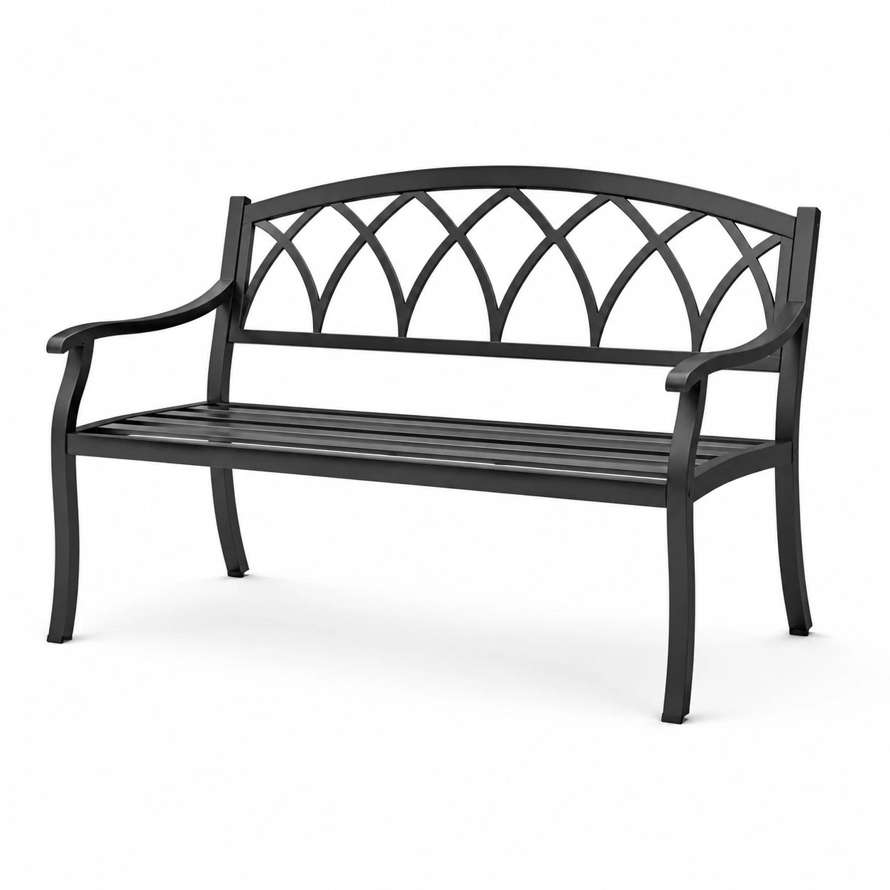 Banco de metal negro para exterior