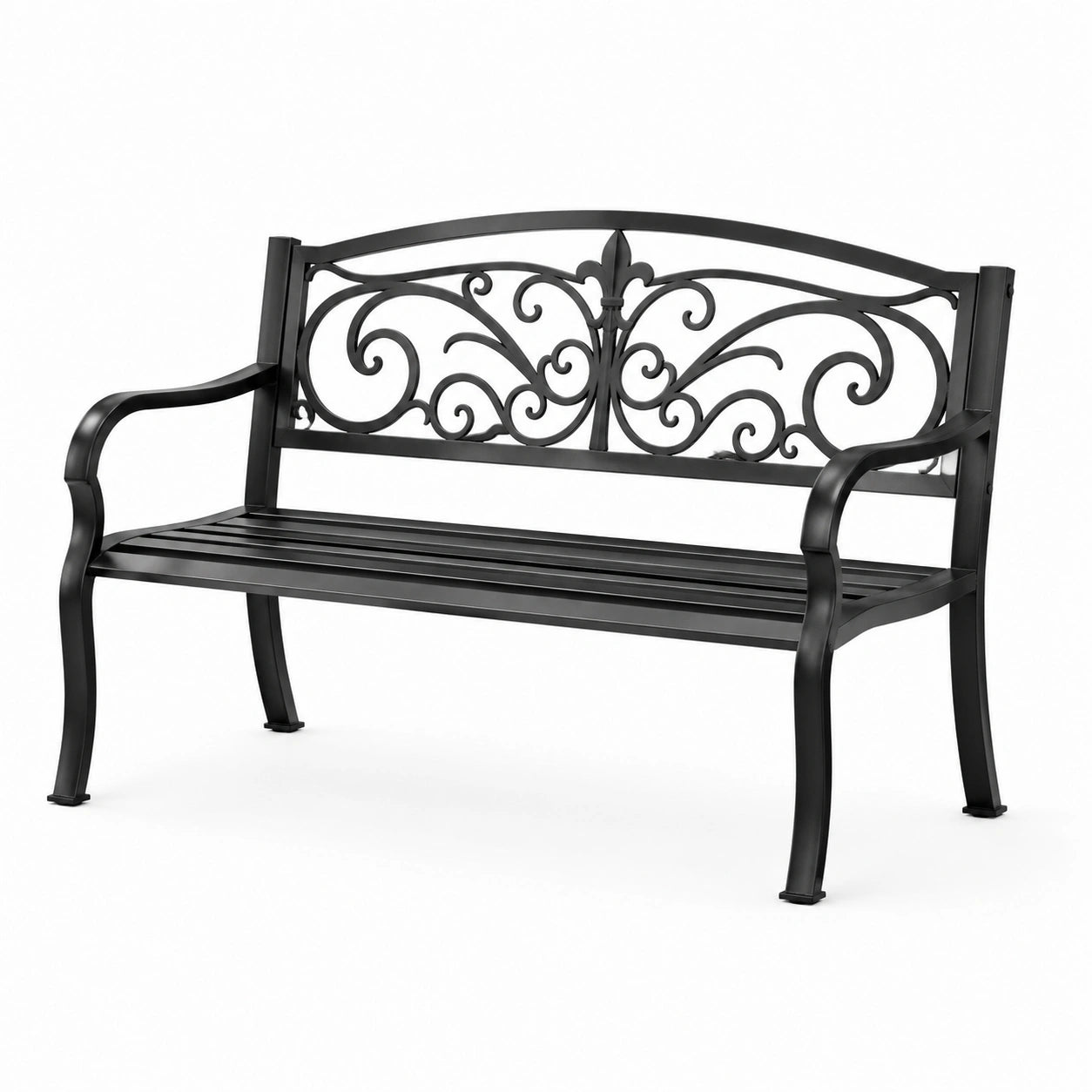 Banco de jardín de metal negro 125 cm