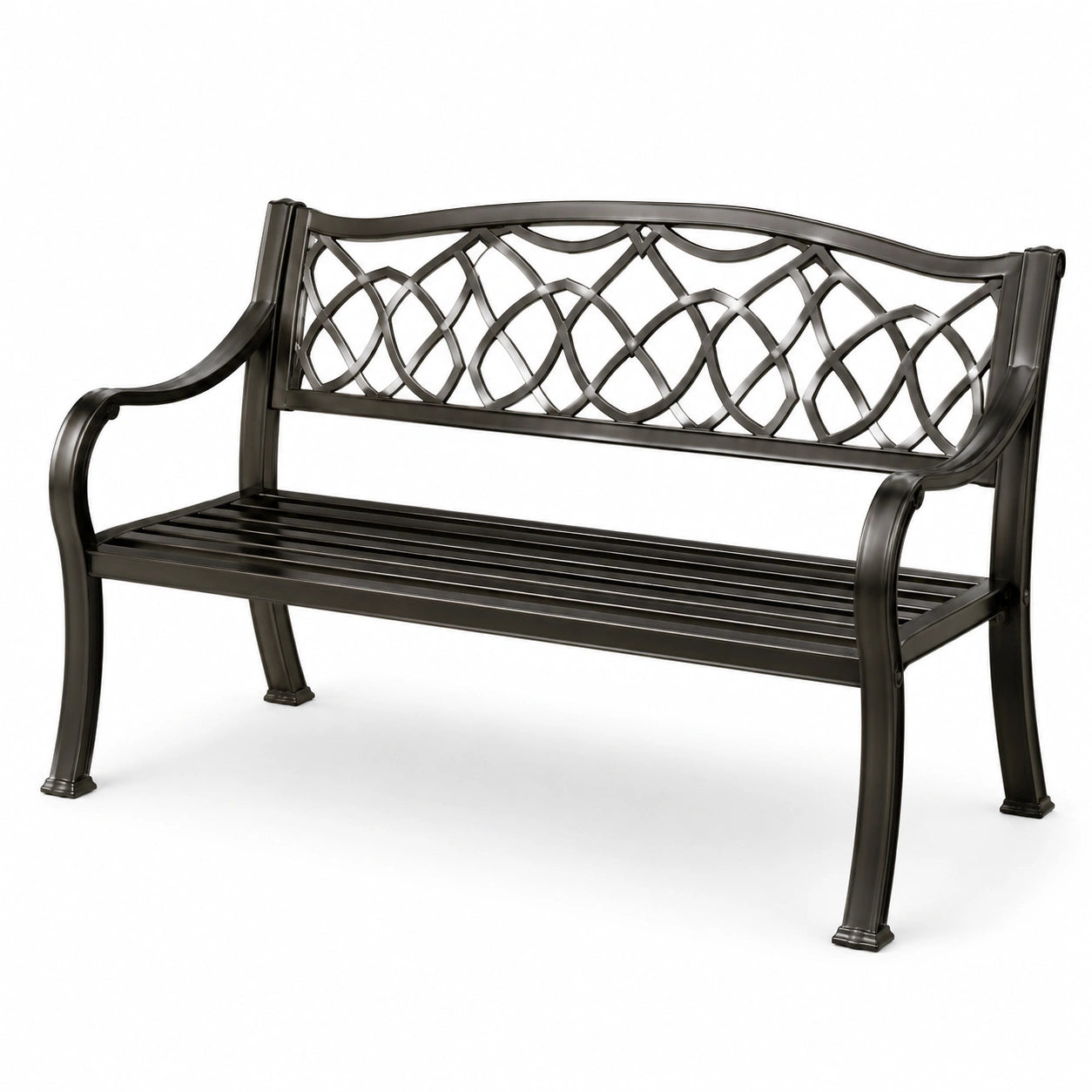 Banco de metal negro para exterior 126x60x85 cm