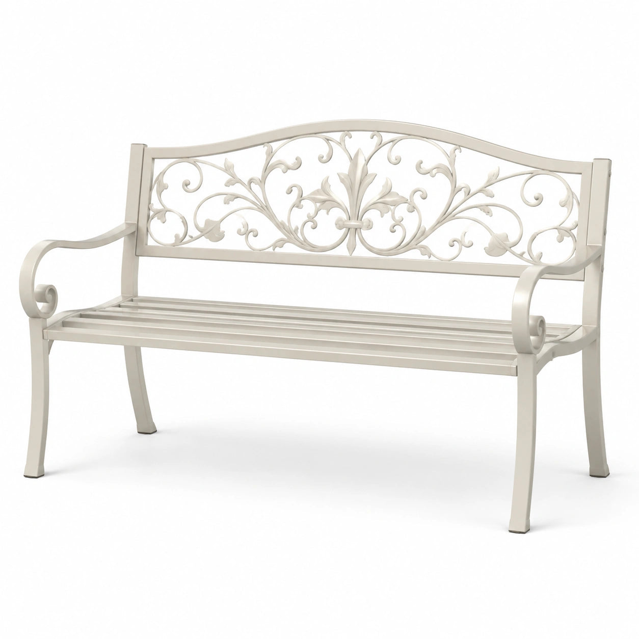 Banco de jardín de acero 128x60x85 cm blanco