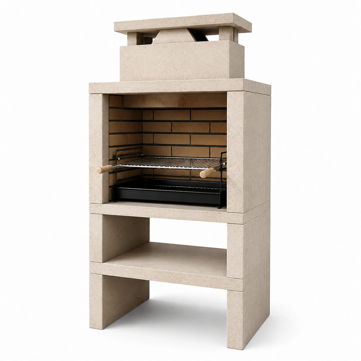 Barbacoa de hormigón con parrilla de acero inoxidable 175 cm beige