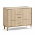 Cajonera de Madera con 3 Cajones y Tiradores Metálicos Dorados 80x40x75cm Beige