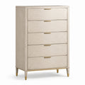 Cajonera de Madera con Tiradores de Metal 5 Cajones Beige 90x45x120 cm