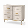 Cajonera de Madera MDF con 6 Cajones Geométricos Beige y Dorado