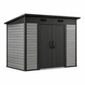 Cobertizo de metal con puertas dobles y ventilación, 185x152x226 cm, gris/negro