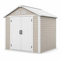 Cobertizo de resina beige con puertas dobles 200x190x215 cm