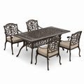 Conjunto de comedor de jardín de metal con cojines de poliéster