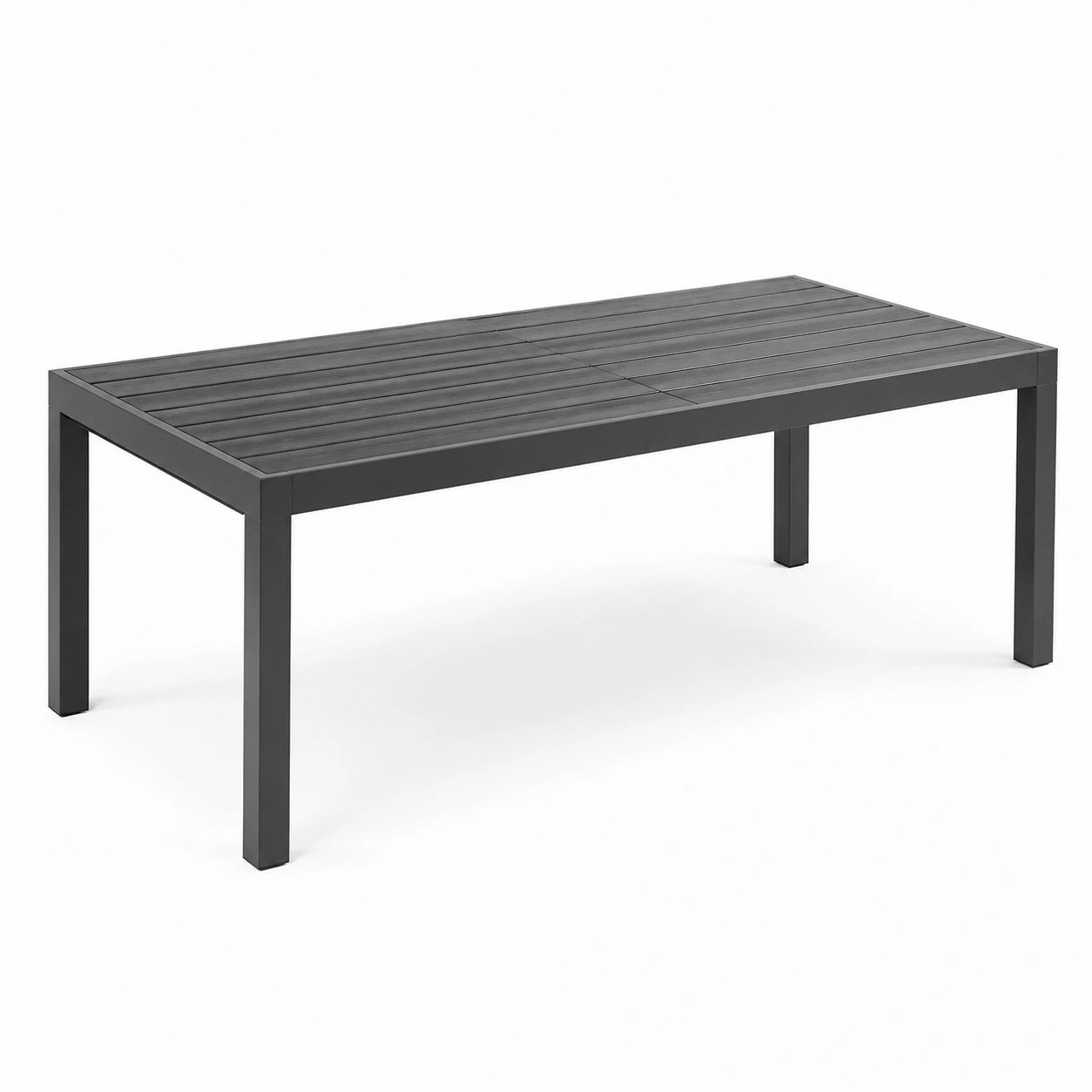 Mesa de comedor de jardín de metal gris 200cm x 90cm x 75cm